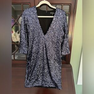 Express Women's Sequin Bodycon Mini Dress - Navy